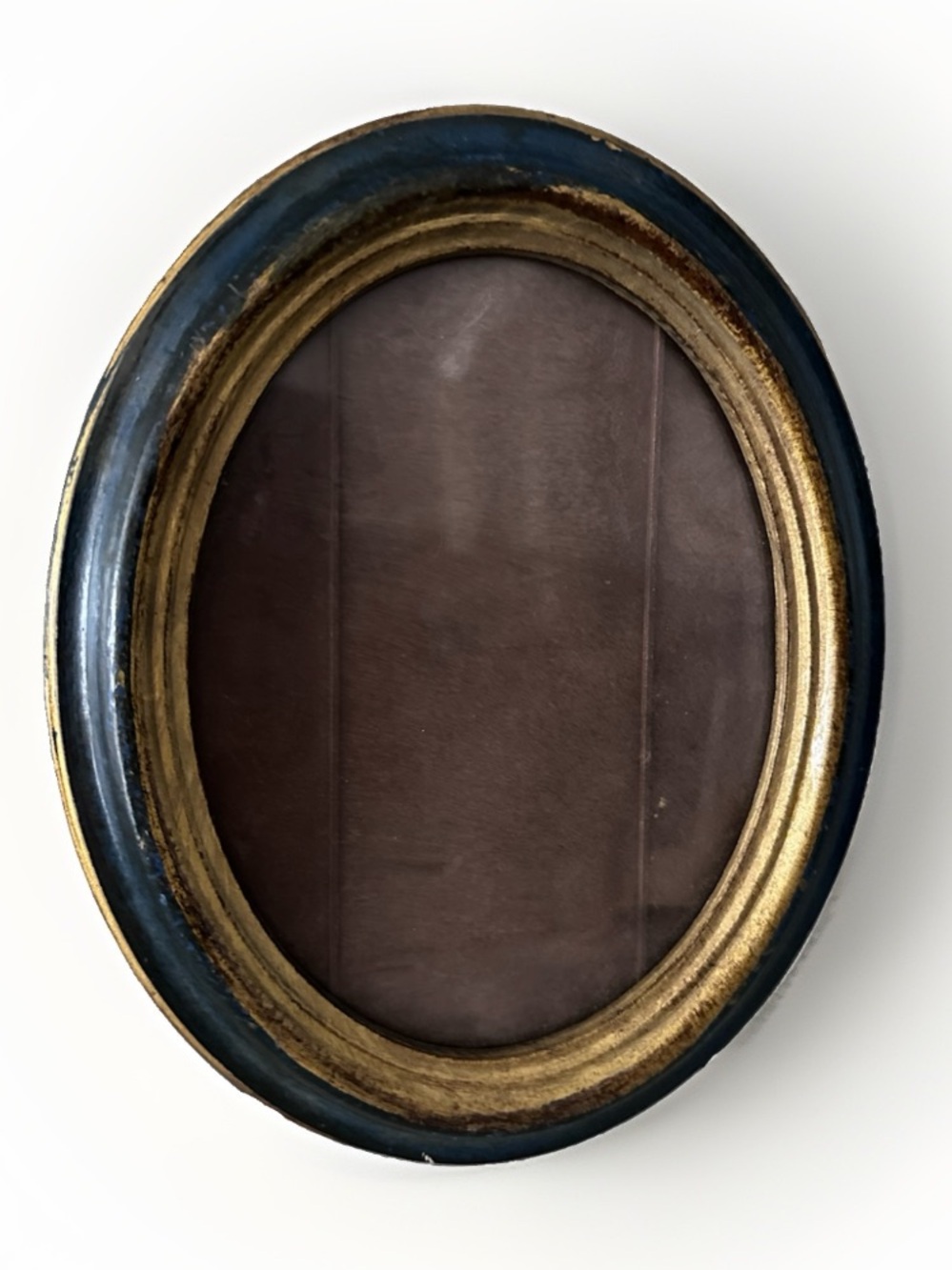 Vtg Picture Frame Oval BLUE Gold Leaf Tuscany ACRYLIC MADE IN ITALY FOR 4X6